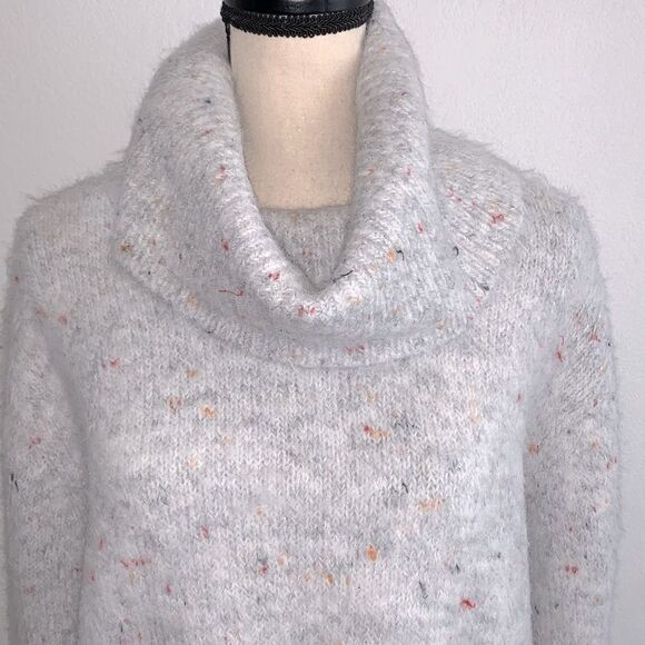 Lou & Grey for Loft Fuzzy Confetti Speckled Oversized Turtleneck Sweater Sz M - Picture 4 of 10